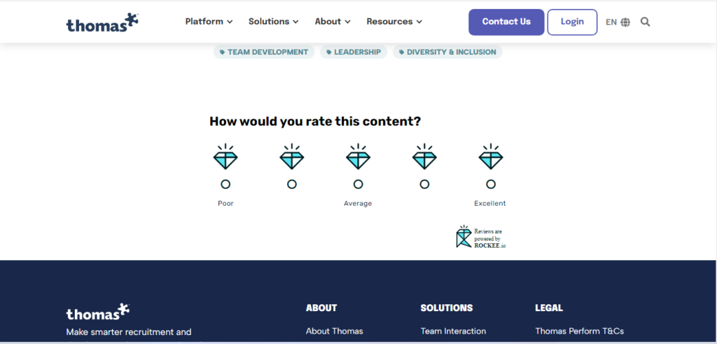 Screenshot from a blog showing Rockee' content ratings widget for readers to rate the post