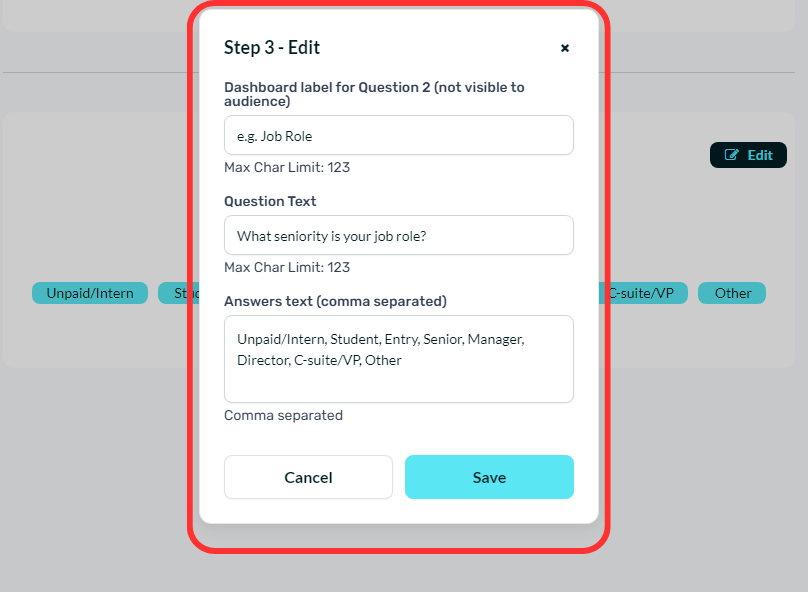 Customizing a content feedback survey question