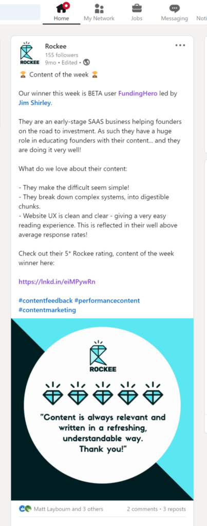 Rockee's content of the week