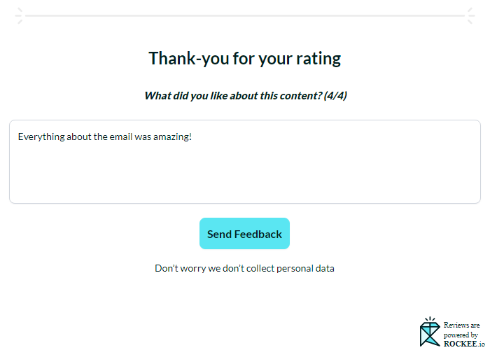 Screenshot of a Rockee feedback box for a blog post on how to improve email performance