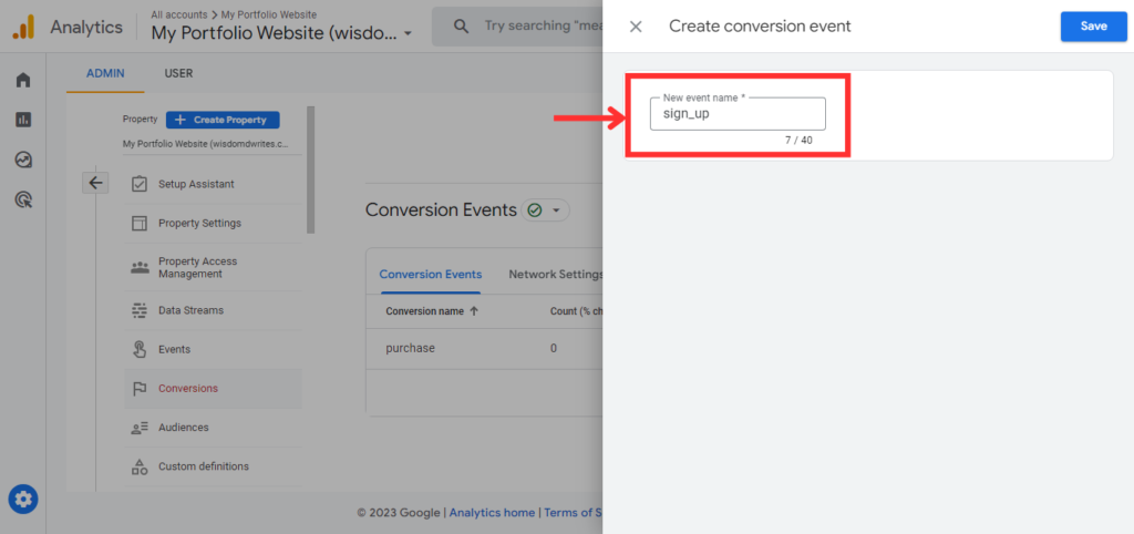 Showing how to setup conversion tracking in GA4